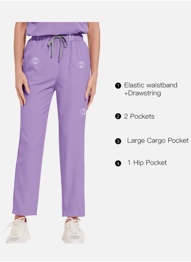 NiaaHinn 2-Piece Medical Scrubs with Many Pockets for Women - Breathable Cool Stretch Fabric Scrub for Doctor, Nurse and Dentist(Top & Pant Scrubs Set)  - Image 3