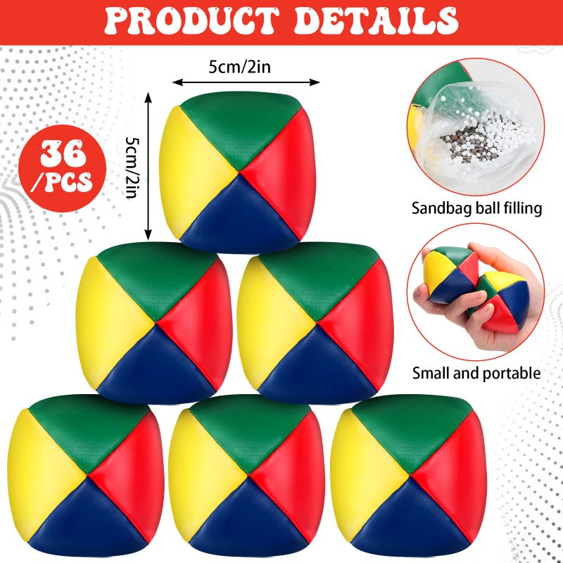 Leitee 36 Pcs Juggling Balls for Beginners 2 Inch Small Soft Durable Colorful Juggling Balls Bulk for AdultsBlue Yellow Red Green - Image 3