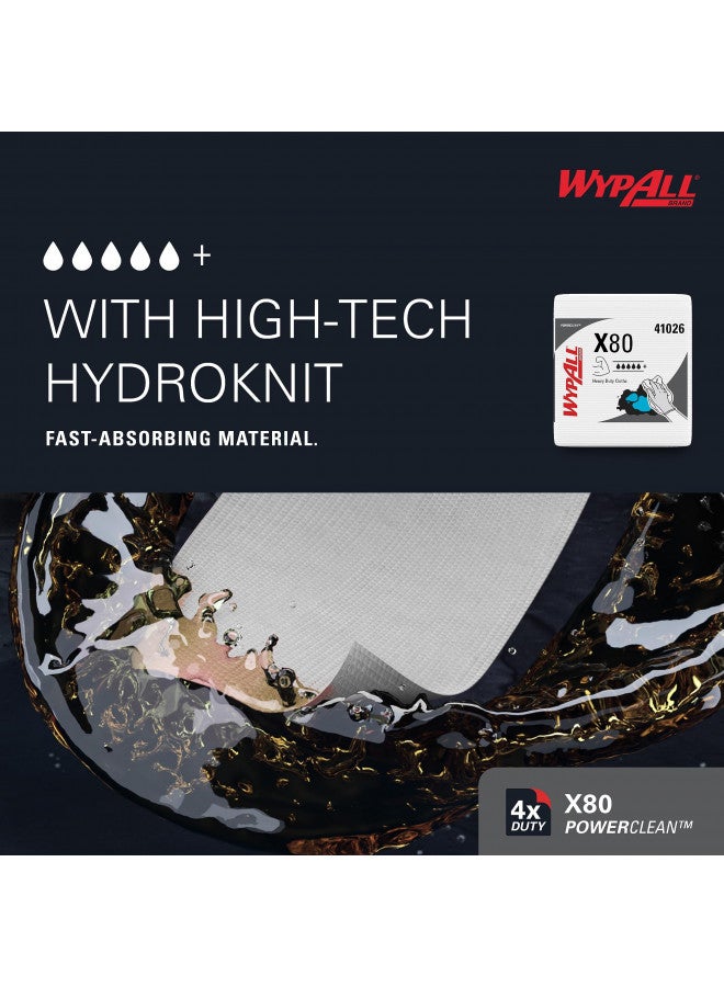 WypAll WypAll® PowerClean X80 Heavy Duty Cloths (41026), Quarterfold, Extended Use Towels, White (50 Sheets/Pack, 4 Packs/Case, 200 Sheets/Case) - Image 5