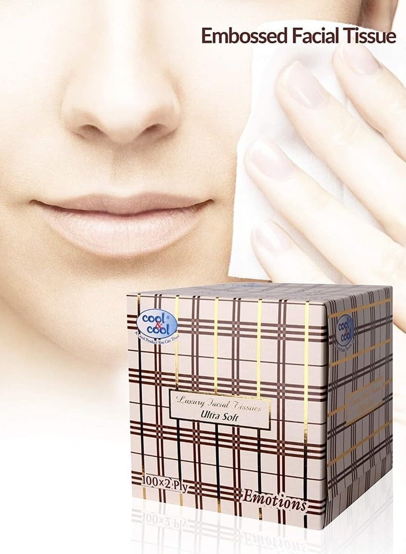 Cool & Cool Cool & Cool Emotion Embossed Facial Tissues 100's 2 Ply - Soft, Soothing, and Convenient Box Pack for Refreshing Comfort  - Image 2