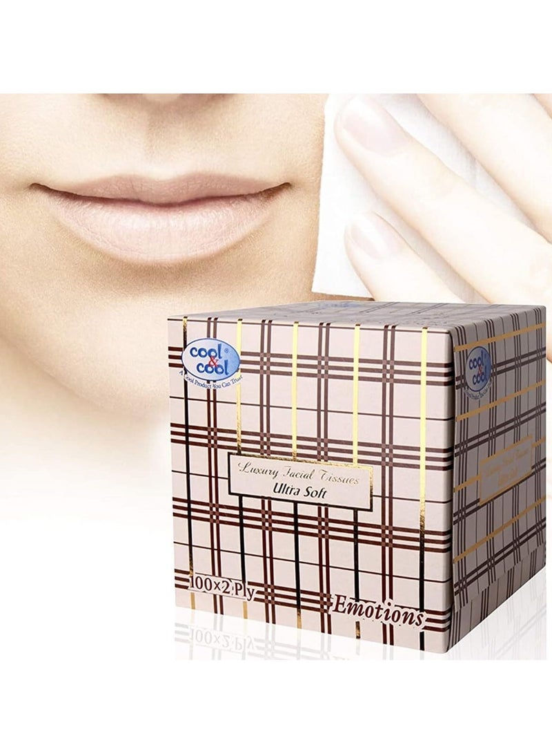 Cool & Cool Cool & Cool Emotion Embossed Facial Tissues 100's 2 Ply - Soft, Soothing, and Convenient Box Pack for Refreshing Comfort  - Image 4