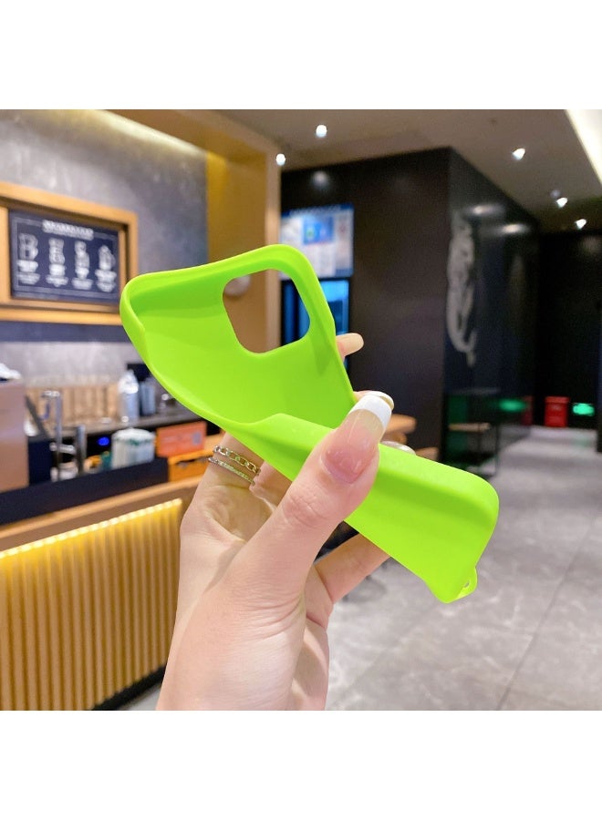 NIBEMINENT Solid Color Half Pack Matte Protective TPU Case Cover For iPhone 15 Pro Max, Fluorescent Green - Image 2