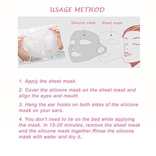 Angzhili 2 Pack Silicone Moisturizing Mask for Sheet Mask,Reusable Facial Mask Cover with Hook,Sheet Mask Cover for Slow Down the Evaporation of Mask Essence,Face Care Tool (White) - Image 5