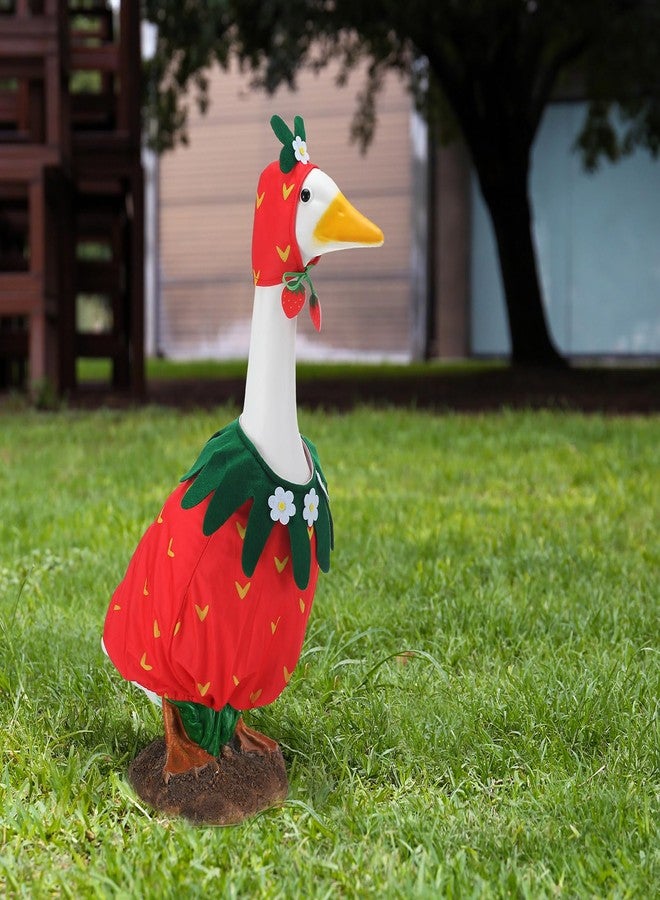 Arrowbash Strawberry Goose Outfit, Summer Porch Goose Clothes for 23'' Cement Statue - Ideal for Outdoor Garden Yard Patio Lawn Decoration - Image 5