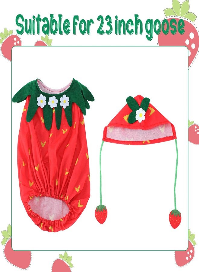 Arrowbash Strawberry Goose Outfit, Summer Porch Goose Clothes for 23'' Cement Statue - Ideal for Outdoor Garden Yard Patio Lawn Decoration - Image 2