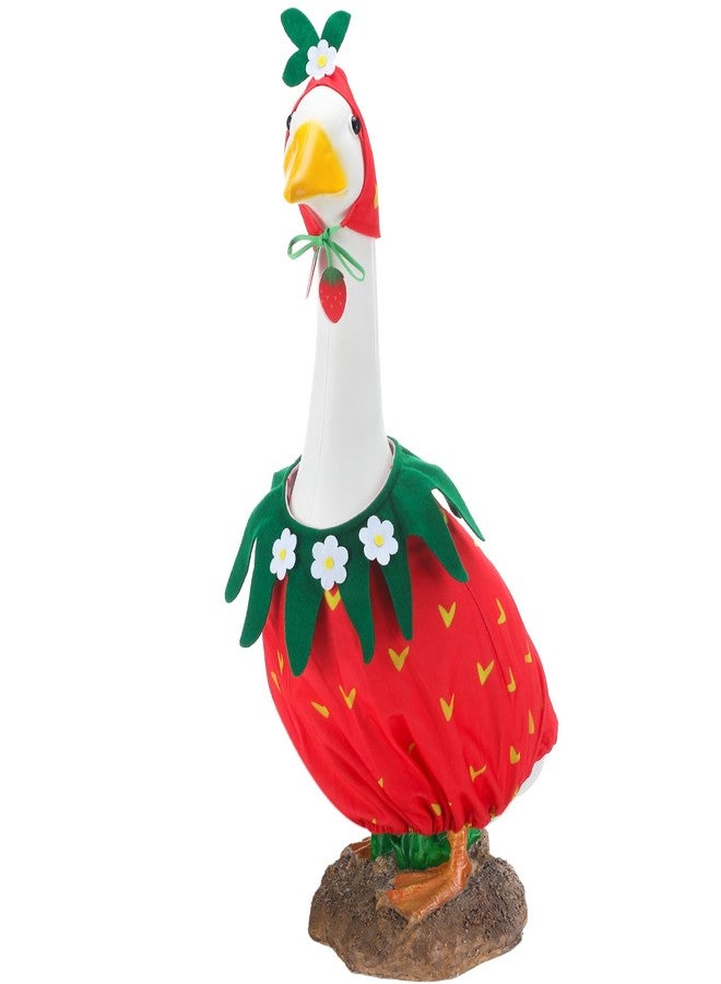 Arrowbash Strawberry Goose Outfit, Summer Porch Goose Clothes for 23'' Cement Statue - Ideal for Outdoor Garden Yard Patio Lawn Decoration - Image 1