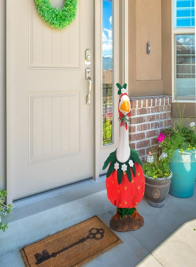Arrowbash Strawberry Goose Outfit, Summer Porch Goose Clothes for 23'' Cement Statue - Ideal for Outdoor Garden Yard Patio Lawn Decoration - Image 3