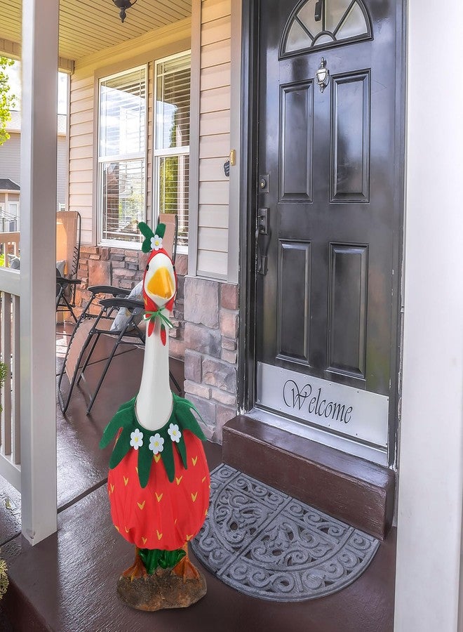 Arrowbash Strawberry Goose Outfit, Summer Porch Goose Clothes for 23'' Cement Statue - Ideal for Outdoor Garden Yard Patio Lawn Decoration - Image 4