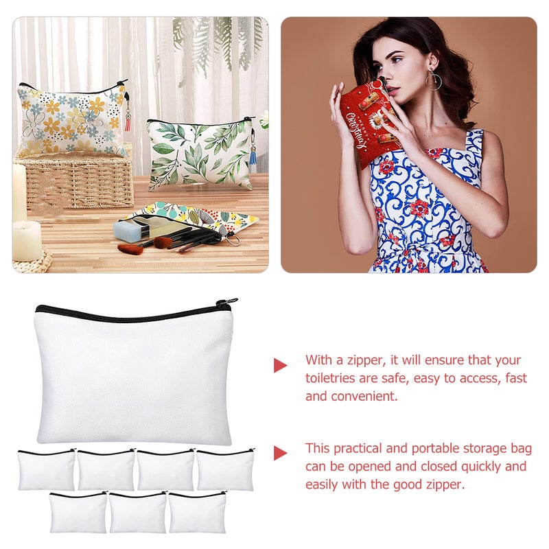 8 Sets of DIY Heat Transfer Canvas Pencil Case Sublimation Make Up Bag Travel Zipper Bag - Image 5