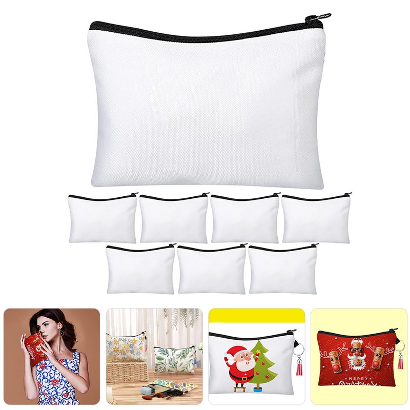 8 Sets of DIY Heat Transfer Canvas Pencil Case Sublimation Make Up Bag Travel Zipper Bag - Image 3