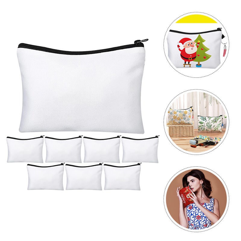 8 Sets of DIY Heat Transfer Canvas Pencil Case Sublimation Make Up Bag Travel Zipper Bag - Image 1