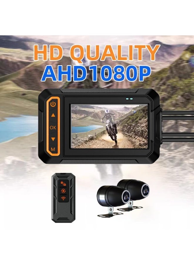 3-inch Waterproof Dual Lens 1080P+1080P HD Motorcycle Dash Cam - Image 1