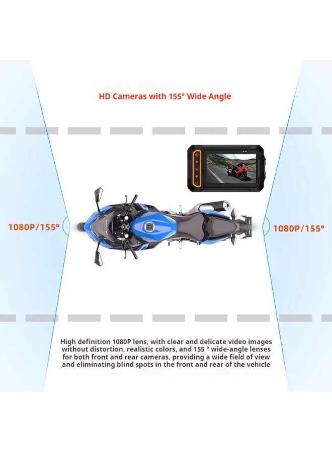 3-inch Waterproof Dual Lens 1080P+1080P HD Motorcycle Dash Cam - Image 4