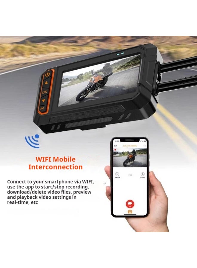 3-inch Waterproof Dual Lens 1080P+1080P HD Motorcycle Dash Cam - Image 2