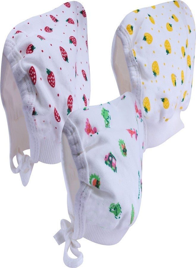 PIKIPOO Newborn Baby Boys Baby Girls Cap Soft Fabric Double Layer Tie Knot Unisex Kids Hat Infant Winter Fall Summer Bonnet Daily Essential Topi Set of 3 (0-3 Months, White) - Image 1