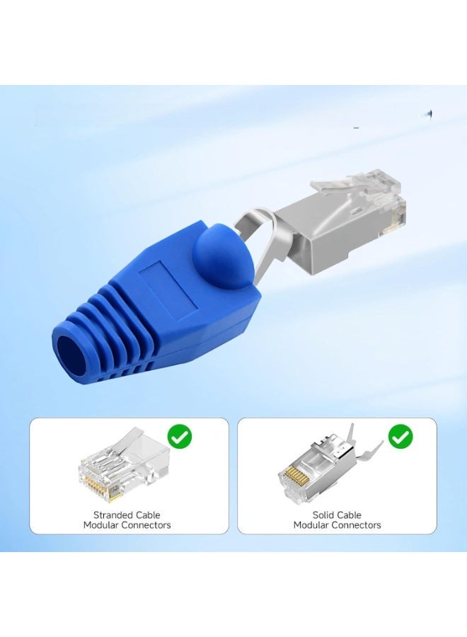 RJ45 Network Cable Sleeve, Plastic, CAT5e/CAT6, 100 Pack, with Strain Relief, Compatible with Stranded and Solid Cables, 1.02 x 0.55 x 0.25 Inch - Image 5