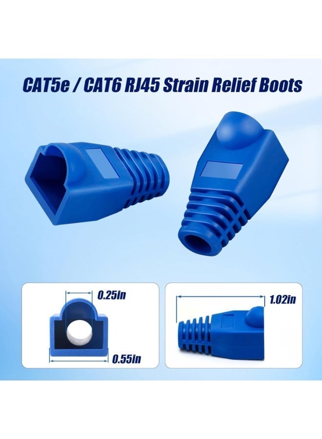 RJ45 Network Cable Sleeve, Plastic, CAT5e/CAT6, 100 Pack, with Strain Relief, Compatible with Stranded and Solid Cables, 1.02 x 0.55 x 0.25 Inch - Image 3