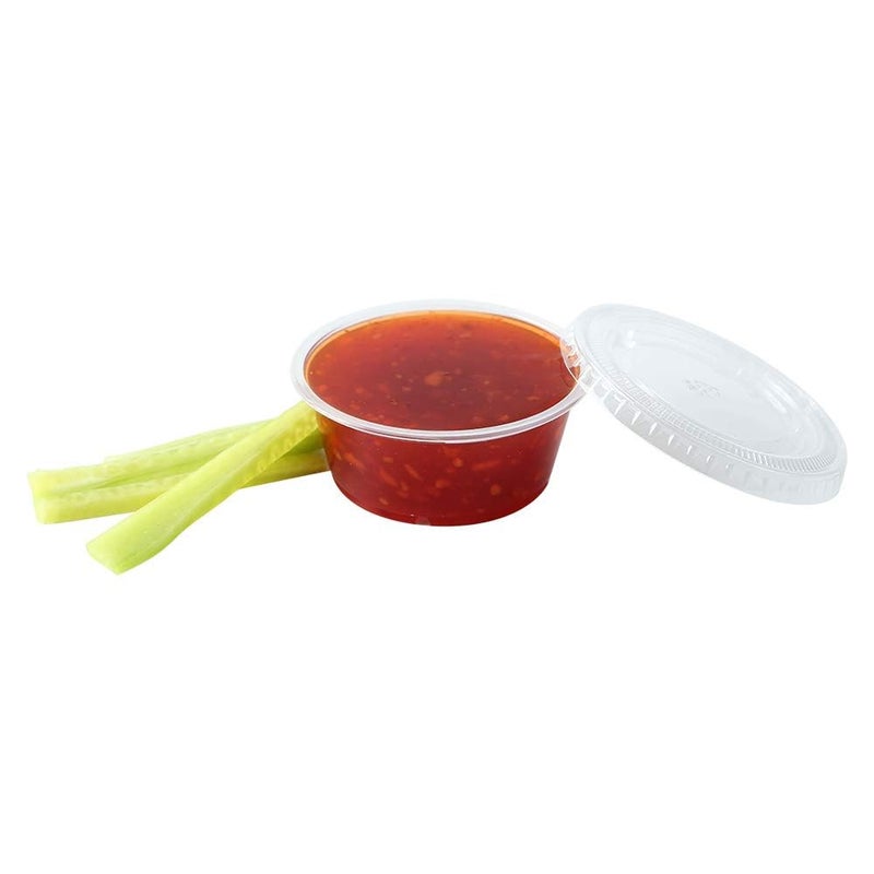 TashiBox 400 Sets  2 oz Jello Shot Cups with Lids Small Plastic Portion Cups with Lids Disposable Condiment Containers for Sauce