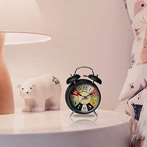Odzeni Alloy Steel Glass Twin Bell Edition Vintage Look with Night LED Display Table Alarm Clock Black - Image 2