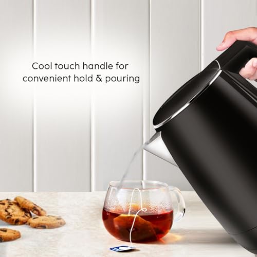 Glen Electric Kettle 1.5 Litre, 1500W | 304 Stainless Steel Kettle | Cool Touch Plastic Clad | Auto Shut-Off | Wider Mouth | for Hot Water & Tea | 360 Degree base | 2 Years Warranty - Black (SA-9006) - Image 5