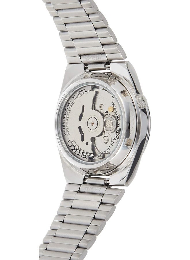 Seiko ساعة سيكو للرجال بقرص أسود وحزام من الفولاذ المقاوم للصدأ - Snk063J5، حزام فضي، عرض تناظري - Image 2