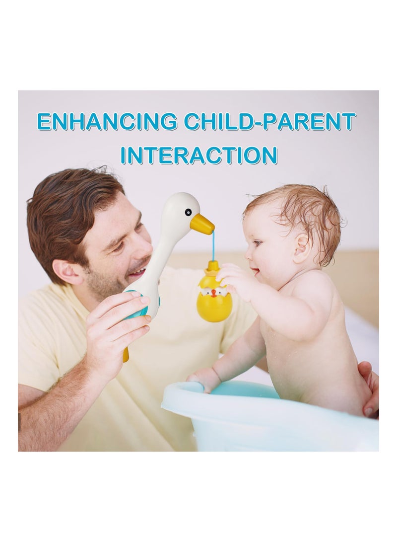 SOLARAE Toddler Bath Toy Set (6 Pack) - Fun Floating Fishing Game with Squirting Egret Bird, Water Scoop, and Stacking Cups - Safe and Mold-Free for Infants and Kids Ages 1-3 (Boys & Girls) - Image 3