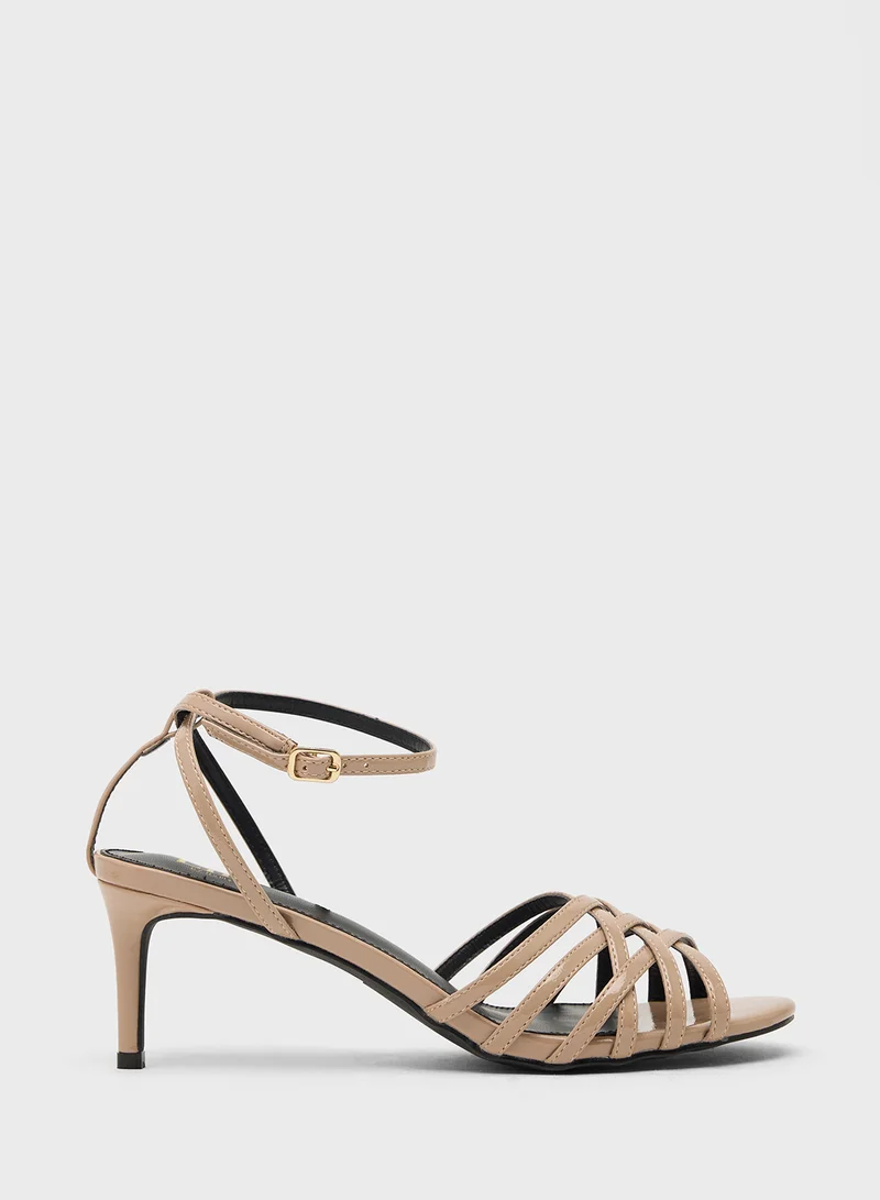ELLA Mutli Strap Mid Heel Sandal