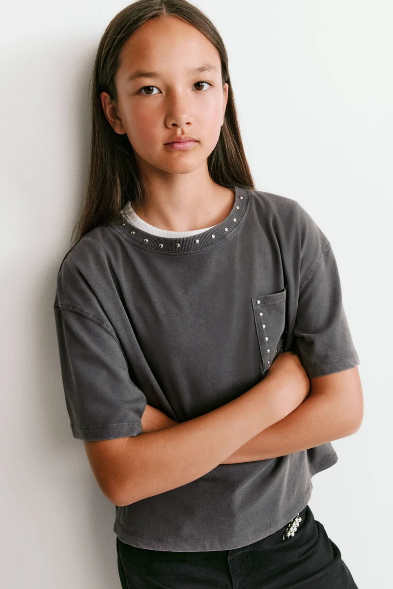 H&M Studded cotton T-shirt