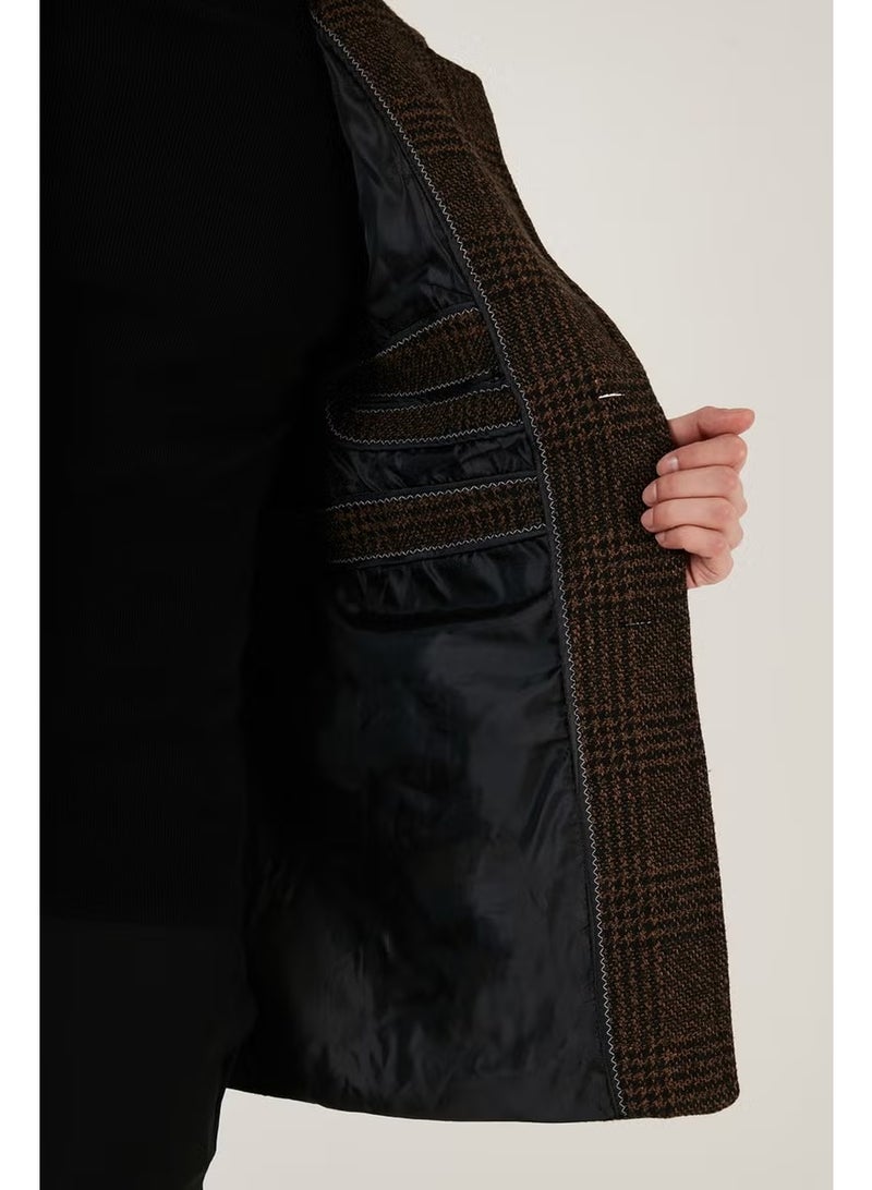 Buratti Slim Fit Single Slit Buttoned Lined Cashew Coat Men's Coat 5840110E - Image 5