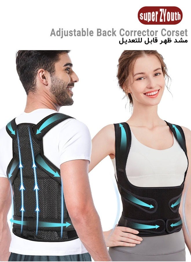 Super ZYouth Back Brace and Posture Corrector Back Straightener Belt Back Support Helps Hunchback Correction and Relieve Shoulder Neck Back Pain  - Image 1