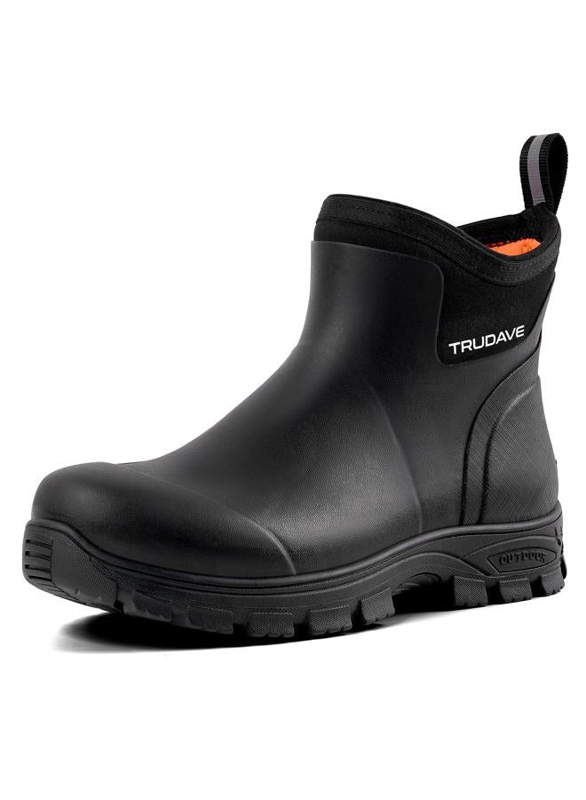 Trudave Men's Rain Boots Waterproof Garden Shoes, Ankle Rubber Work Boots, Camp Outdoor Snow Mud Boots for Farming, Hunting, Lawn Work, Size 7-14, Black, 10 - Image 1