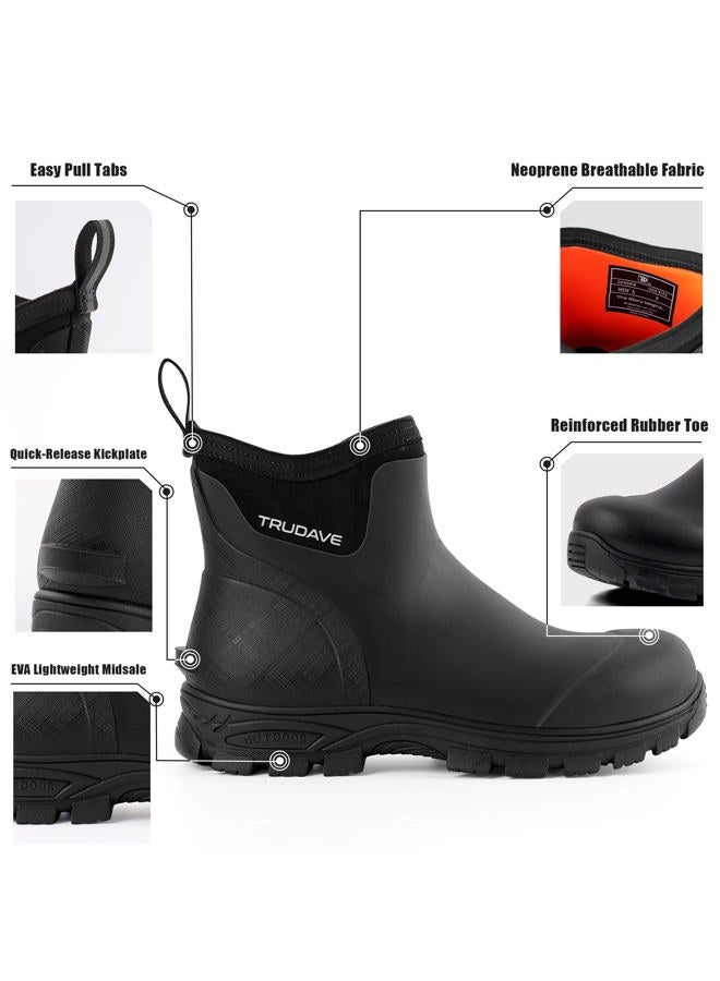 Trudave Men's Rain Boots Waterproof Garden Shoes, Ankle Rubber Work Boots, Camp Outdoor Snow Mud Boots for Farming, Hunting, Lawn Work, Size 7-14, Black, 10 - Image 3