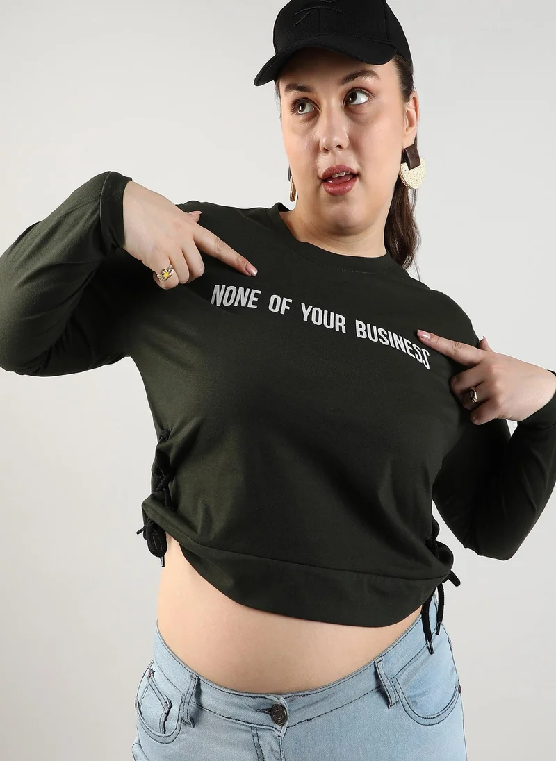 Instafab Plus Women's Forest Green None Of Your Business Top