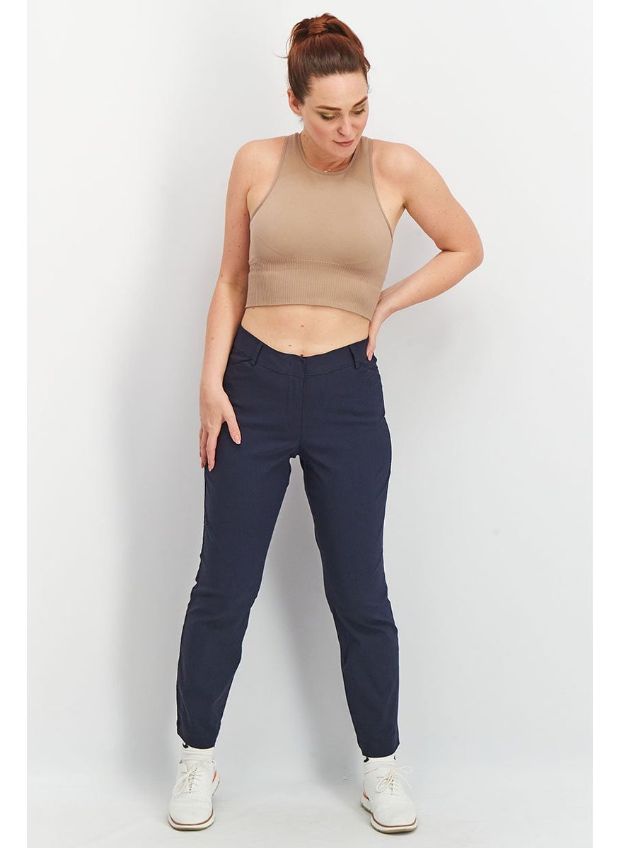 Tchibo Women Regular Fit Plain Stretchable Chino Pants, Navy Blue  - Image 3
