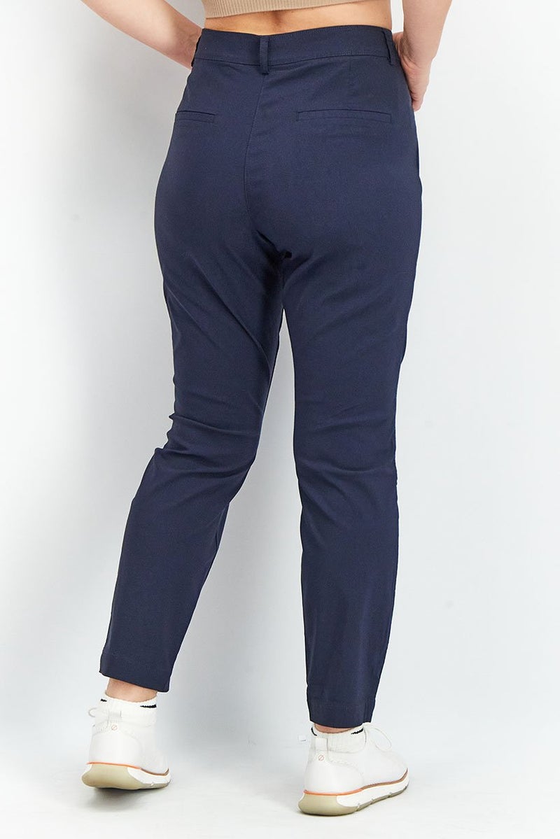 Tchibo Women Regular Fit Plain Stretchable Chino Pants, Navy Blue - Image 4