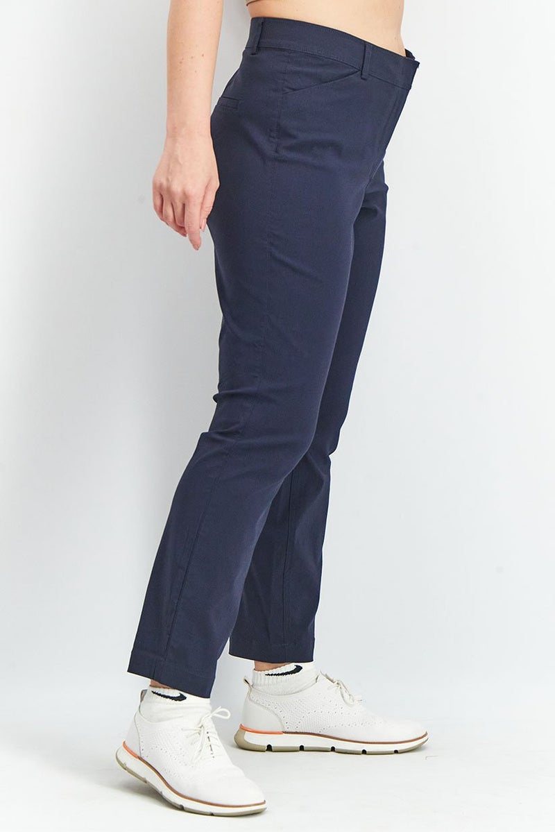 Tchibo Women Regular Fit Plain Stretchable Chino Pants, Navy Blue - Image 2