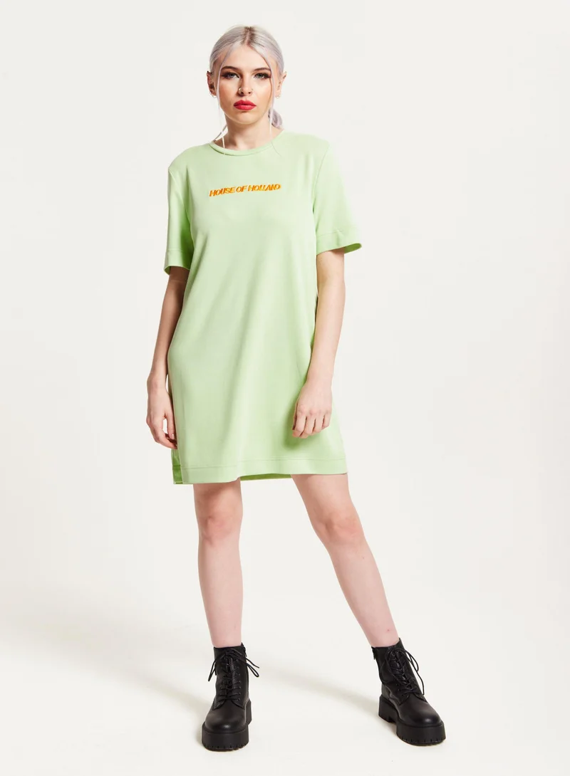 Sage Tencel T-Shirt Dress With Logo