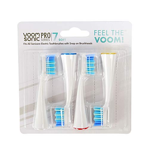 Voom Sonic Pro 7 Series Replacement Brush Heads Advanced Bristle Technology Soft Dupont Nylon Bristles Oral Care - White - Pack of 4 - Image 5