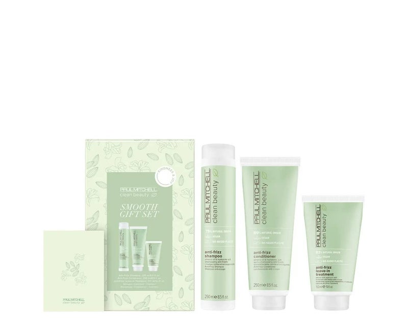 Paul Mitchell Clean Beauty Anti-Frizz Holiday Gift Set, Shampoo, Conditioner + Leave-In Treatment, For Textured, Frizz-Prone Hair - Image 1