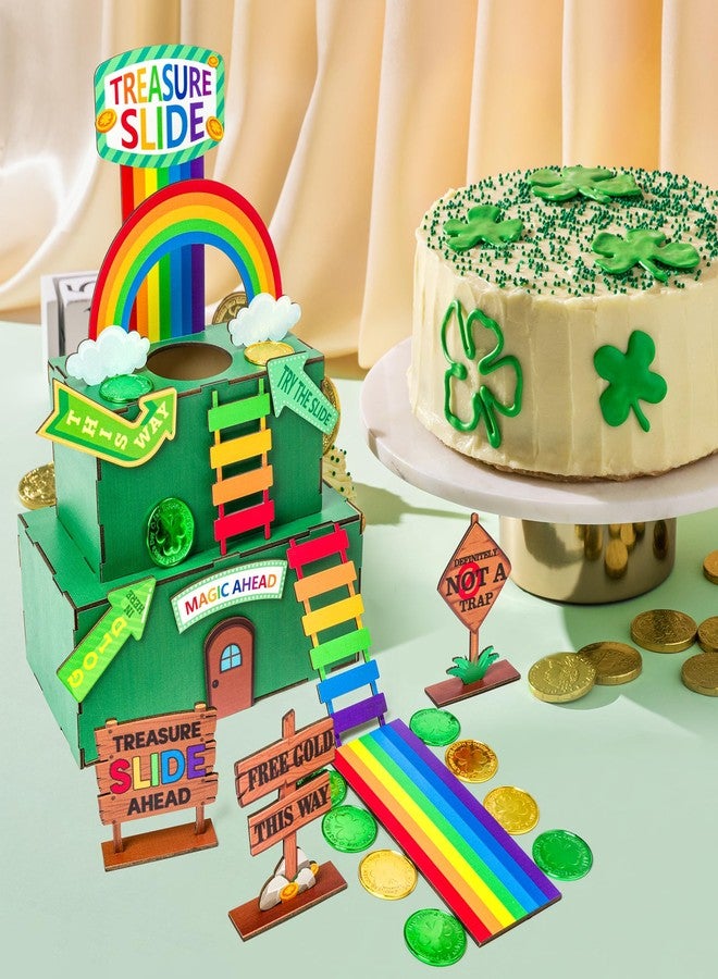 MALLMALL6 St. Patrick's Day Decorations Leprechaun Double Layers Trap Kit, Wood DIY Toys to Catch A Leprechaun Trap Craft Decor for Kids School Classroom Irish Themed Activities Shamrock Party Gifts - Image 3