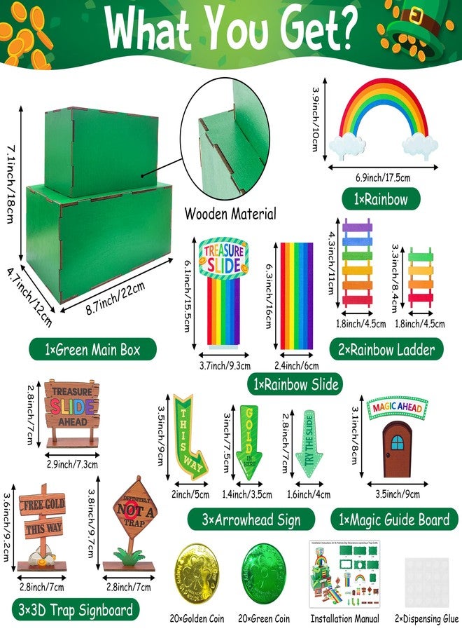 MALLMALL6 St. Patrick's Day Decorations Leprechaun Double Layers Trap Kit, Wood DIY Toys to Catch A Leprechaun Trap Craft Decor for Kids School Classroom Irish Themed Activities Shamrock Party Gifts - Image 2