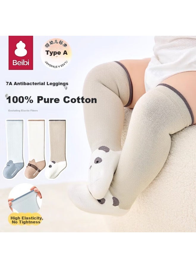 Beibi Bei Bi Baby Socks Spring And Autumn 100% Pure Cotton Newborn Baby Long Tube Socks Autumn And Winter Style Non-binding Leg 2-3 Years - Image 1
