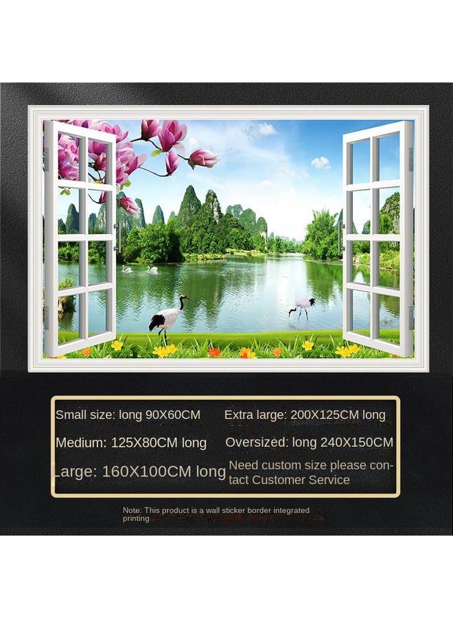 Bluejw Fake Window Self-adhesive 3D Wall Stickers Living Room Decorative Painting Bedroom Landscape Nature Waterproof Wall Stickers Wallpaper - Image 1