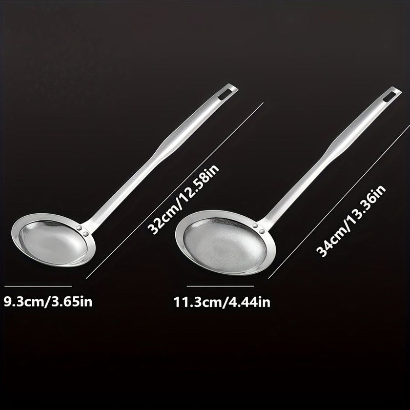 Silver Large Stainless Steel Milk Frothing Skimmer Oil Separator Spoon For Kitchen - Image 3