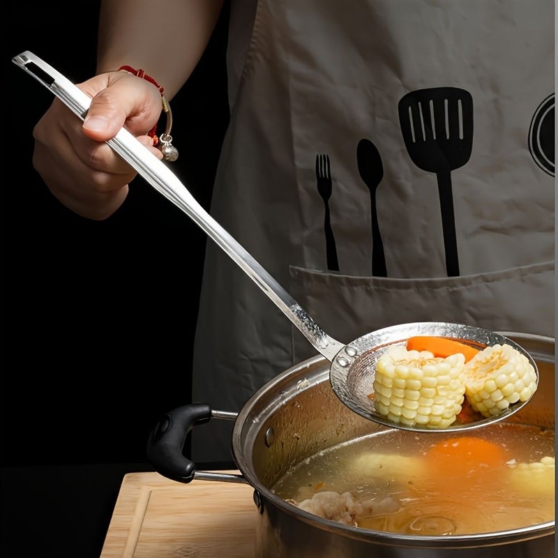 Silver Large Stainless Steel Milk Frothing Skimmer Oil Separator Spoon For Kitchen - Image 2