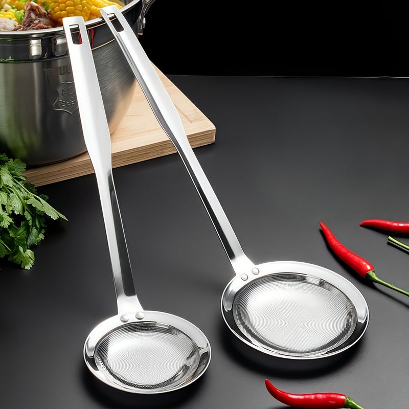 Silver Large Stainless Steel Milk Frothing Skimmer Oil Separator Spoon For Kitchen - Image 1