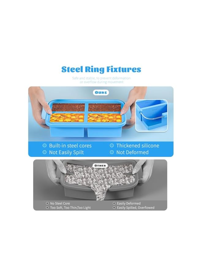 Green Tiger Soup Freezer Containers, Silicone Freezer Trays With Lid, Easy-Release,Reusable Freezer Storage Containers, For Freezing And Storing Broths, Sauces And Leftovers (blue-2pack) - Image 2