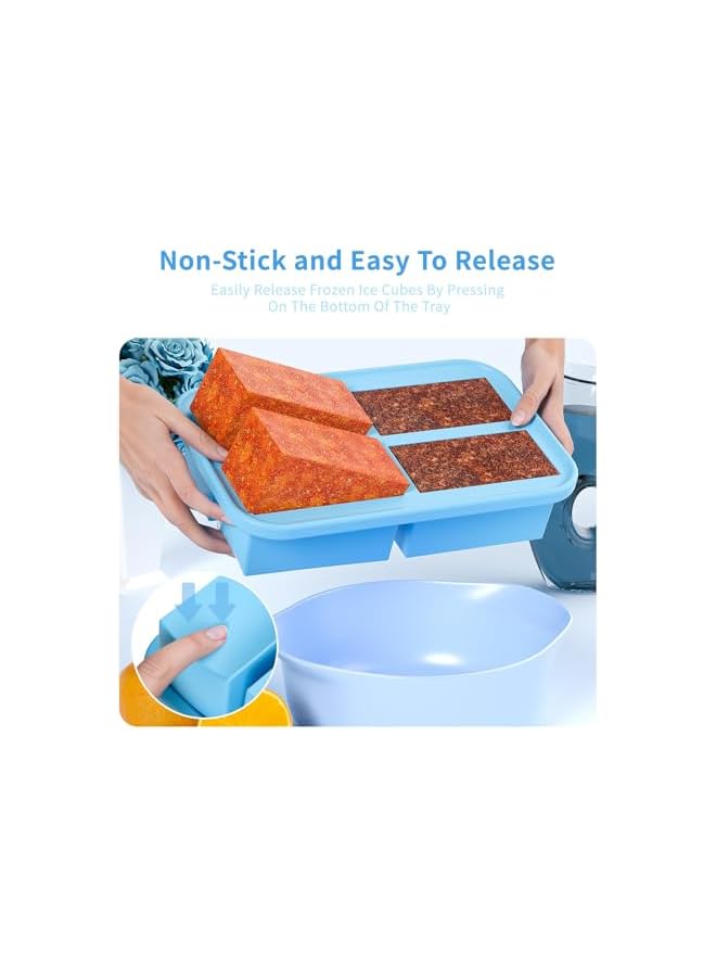 Green Tiger Soup Freezer Containers, Silicone Freezer Trays With Lid, Easy-Release,Reusable Freezer Storage Containers, For Freezing And Storing Broths, Sauces And Leftovers (blue-2pack) - Image 5