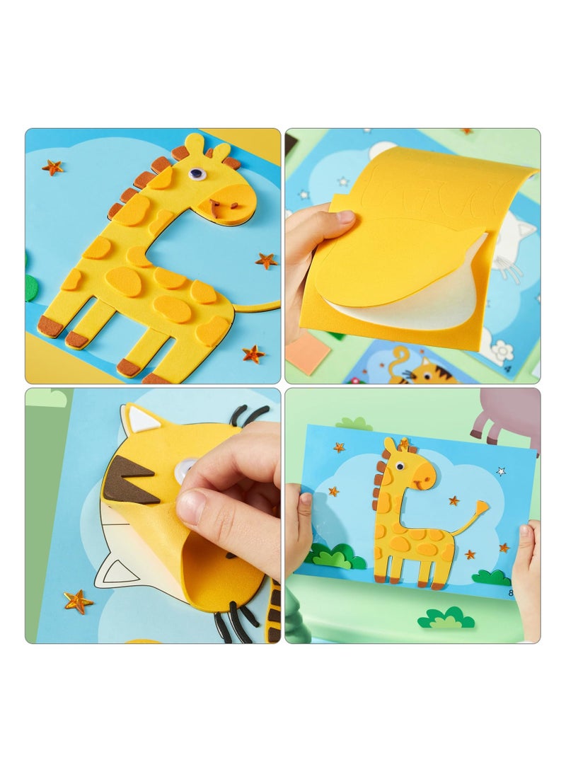 KASTWAVE 12 Pcs 3D Animal Craft Kits for Kids, DIY Creative EVA Foam Arts and Crafts Stickers for Children, Kids 3D EVA Foam Sticker Animal Foam Stickers DIY Making Cartoon Stickers Puzzle Toys - Image 5