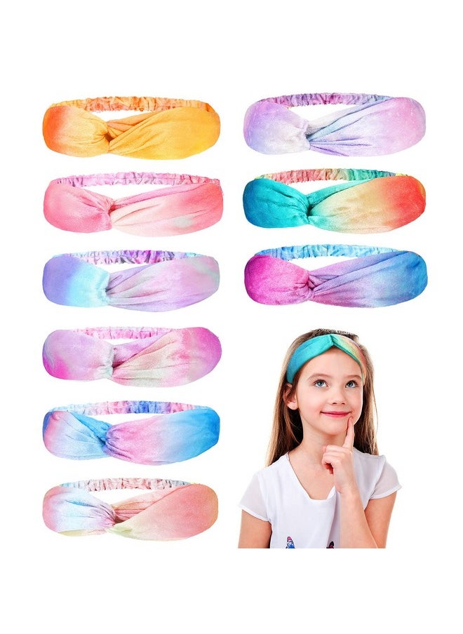 Waydress 9 Pieces Tie Dye Knotted Headband For Girls Rainbow Spa Headbands Stretch Headbands Elastic Washing Face Hair Bands For Girls Tie Dye Head Band Hair Accessories For Girls  - Image 1